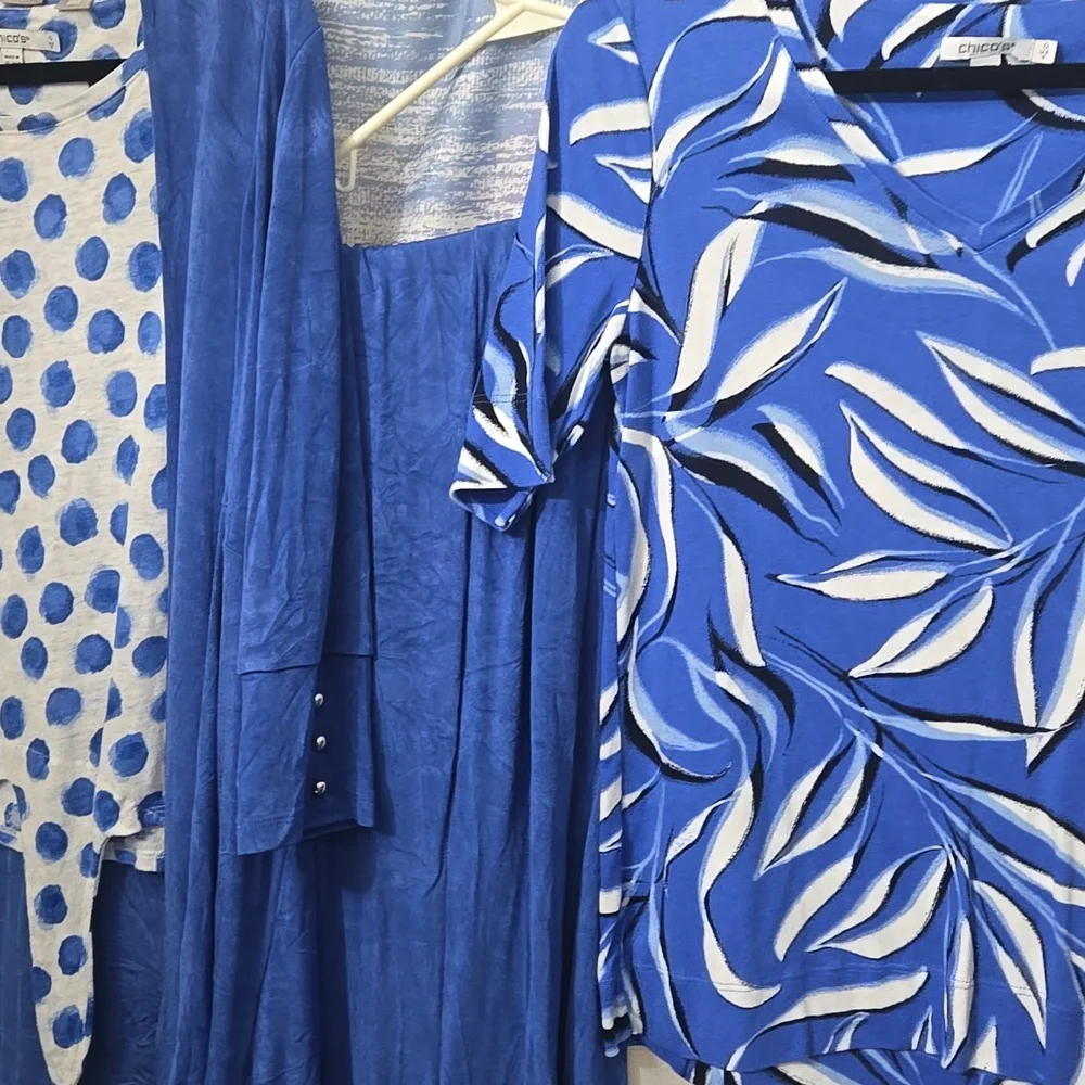 Chico's Southbeach Pantsuit Blue/White Trio - Picture 10 of 10